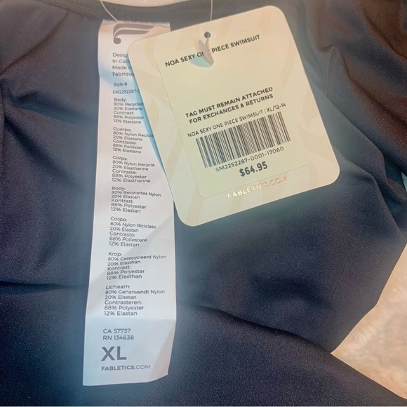 NWT Fabletics Swimsuit XL Noa Sexy 1-Piece Black Hi Leg Lo Back Wide Straps - Picture 10 of 14
